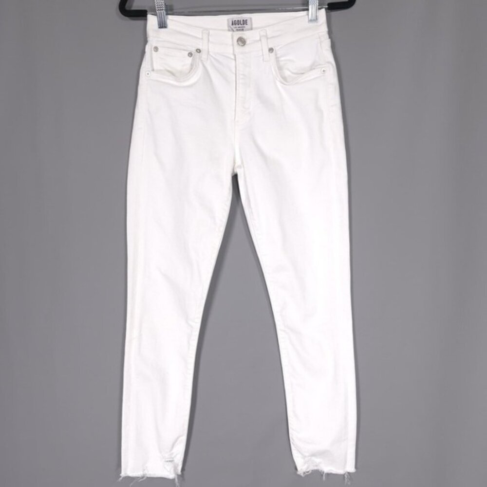 AGOLDE PREMIUM Women's Jeans Size 27 White Raw Hem A018‎ B-1013